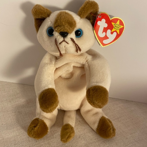 90s Ty cat vintage The Siamese Cat Snip 1996 Beanie Baby original plush toy - Picture 1 of 16